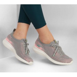 Skechers Ultra Flex Twilight Twinkle Grey/Pink Women