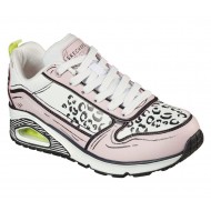 Skechers Uno Leopard Leaps White/Pink Women